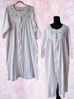 Light Pink Cozy Embroidered Robe Cottagecore Coquette